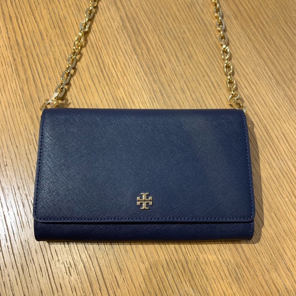 💗Tory Burch Emerson chain wallet navy Robinson - Picture 2 of 8